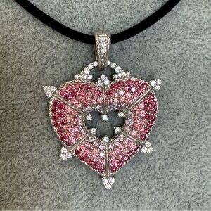 Judith Ripka Pink Diamond 925 Sterling Silver Heart Pendant Necklace NWOT